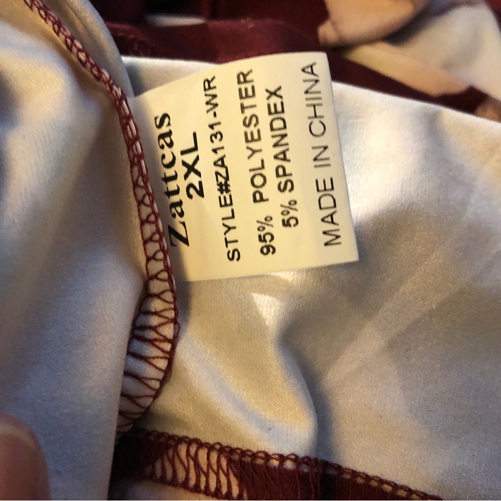 Zattcas Floral Wrap Dress- Burgundy and White - Picture 8 of 9